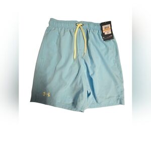 Under Armour Sky Blue Swim Shorts with Yellow Drawstring